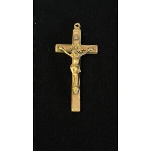 Antique Vintage Crucifix Wood Inlaid Cross 3.25"